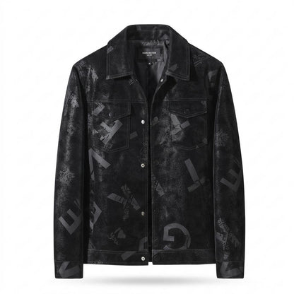 Allsaints Leather - Zesil | Printed Textured Leather Jacket Men