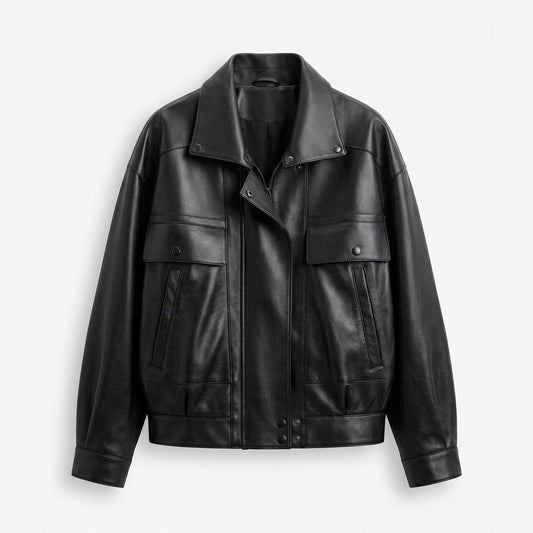 Allsaints Leather - Allar | Oversized Cropped Leather Jacket Unisex