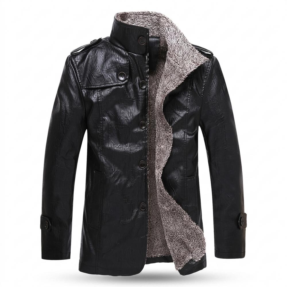 Allsaints Leather - Sukot | Fleece-Lined Stand-Collar Leather Jacket Men
