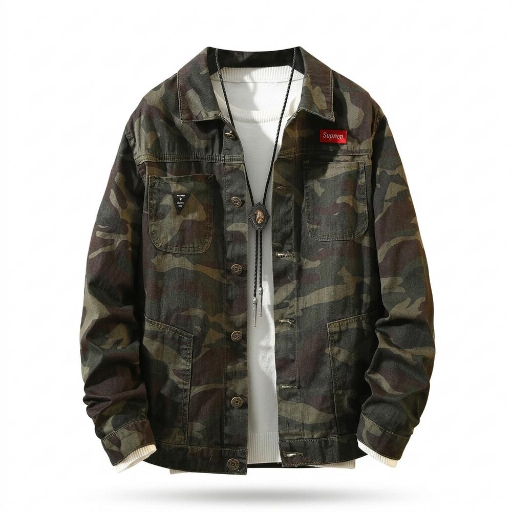 Allsaints Leather - Rihuv | Camouflage Button-Front Denim Jacket Men