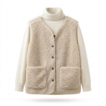 Allsaints Leather - Saver | Sherpa Button-Front Vest Women