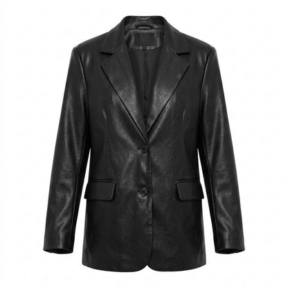 Allsaints Leather | Leather Single-Breasted Blazer Women