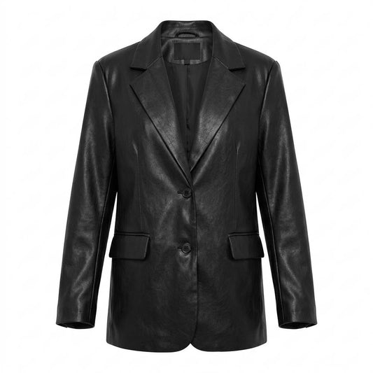 Allsaints Leather | Leather Single-Breasted Blazer Women