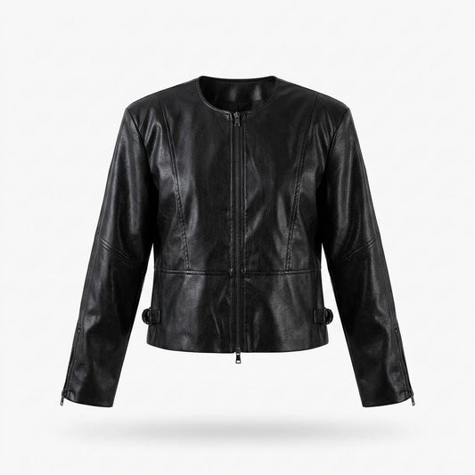 Allsaints Leather - Rivan | Collarless Zipped Leather Jacket Women