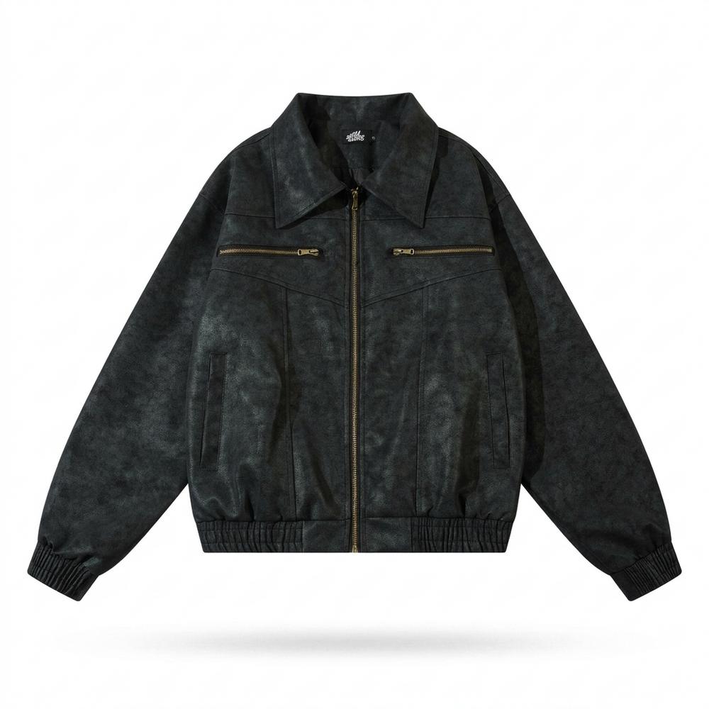 Allsaints Leather - River | Zip-Up Textured Jacket Unisex