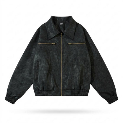 Allsaints Leather - River | Zip-Up Textured Jacket Unisex