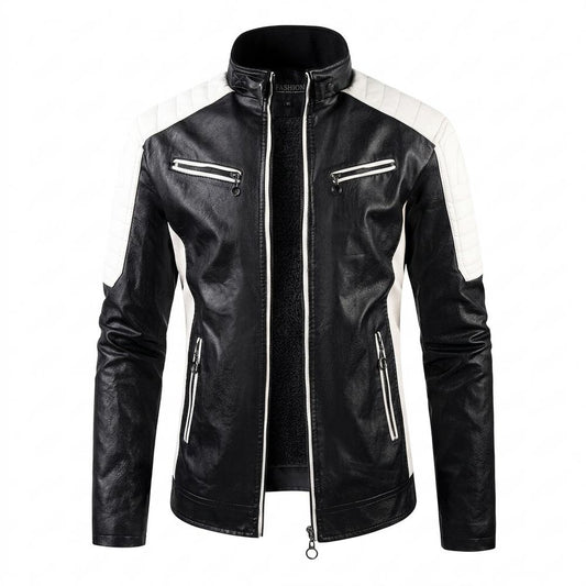 Allsaints Leather - Zevar | Two-Tone Fleece-Lined Leather Jacket Men