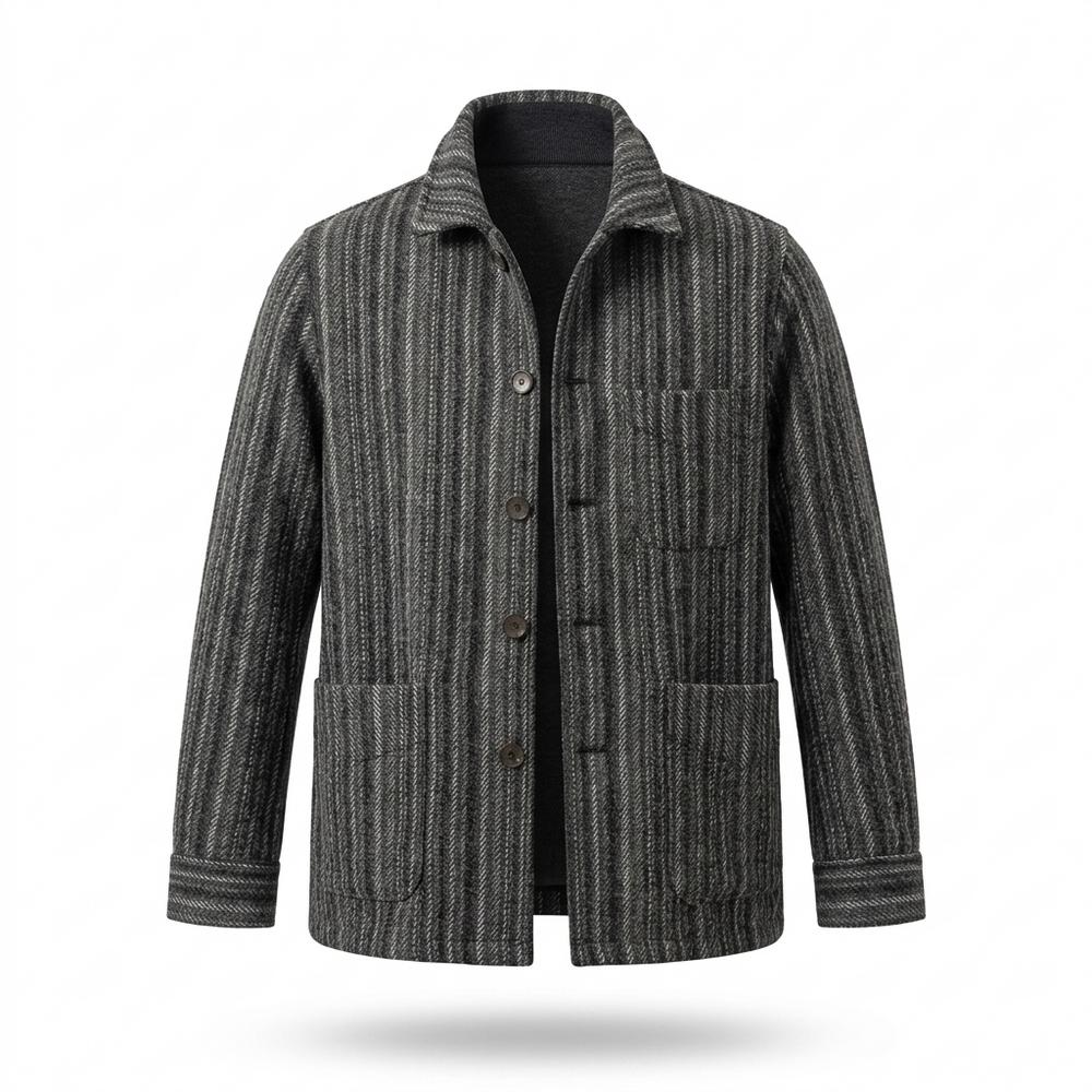 Allsaints Leather - Ellan | Striped Wool-Blend Jacket Men