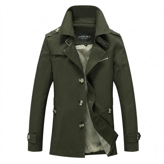Allsaints Leather - Nosin | Single-Breasted Buckle-Collar Coat Men