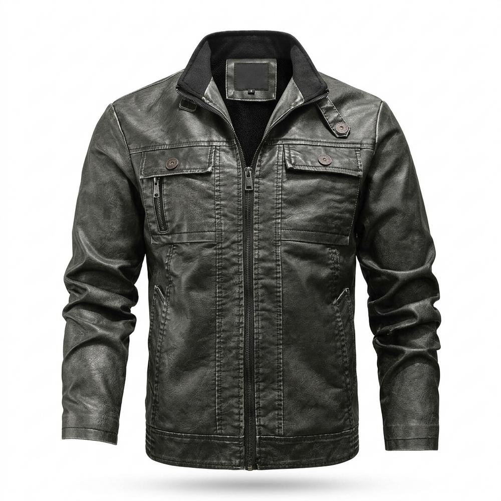Allsaints Leather - Artir | Stand-Collar Multi-Pocket Leather Jacket Men