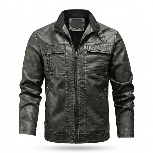 Allsaints Leather - Artir | Stand-Collar Multi-Pocket Leather Jacket Men