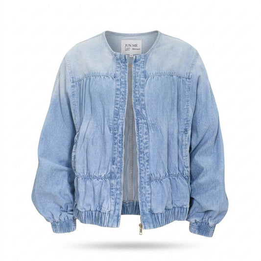Allsaints Leather - Talor | Collarless Gathered Denim Jacket Women
