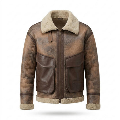 Allsaints Leather - Tasel | Shearling-Lined Patinated Jacket Men