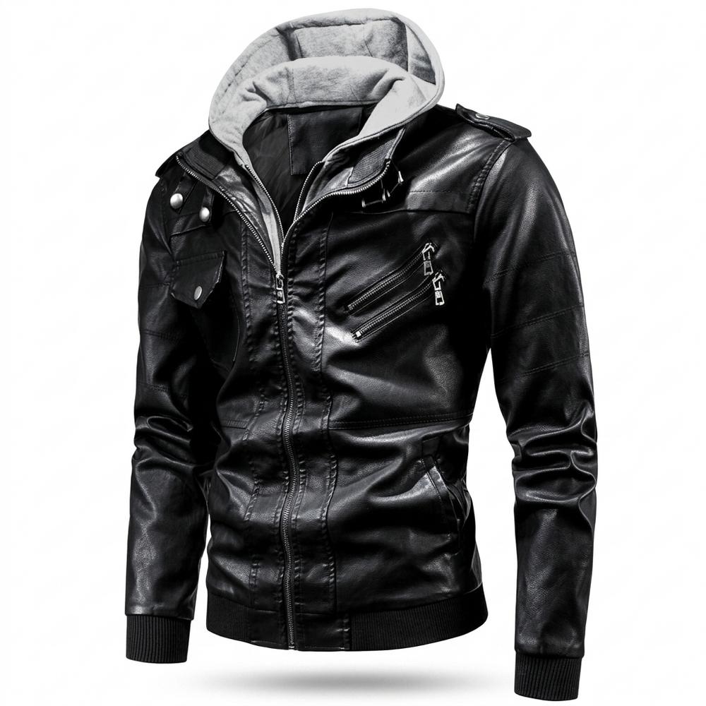 Allsaints Leather - Zidov | Hooded Zipped Leather Jacket Men