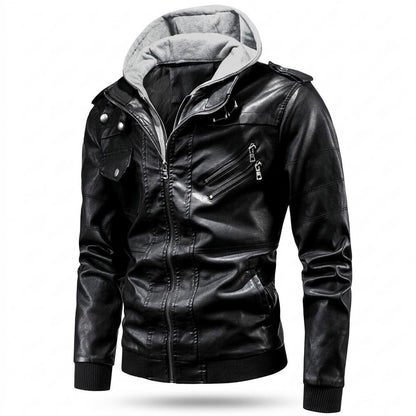 Allsaints Leather - Zidov | Hooded Zipped Leather Jacket Men