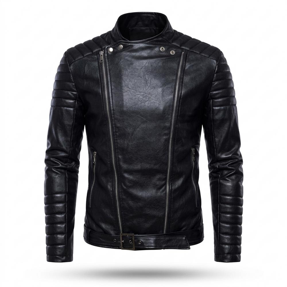 Allsaints Leather - Medur | Asymmetrical Quilted Leather Jacket Men
