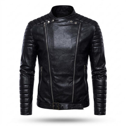 Allsaints Leather - Medur | Asymmetrical Quilted Leather Jacket Men