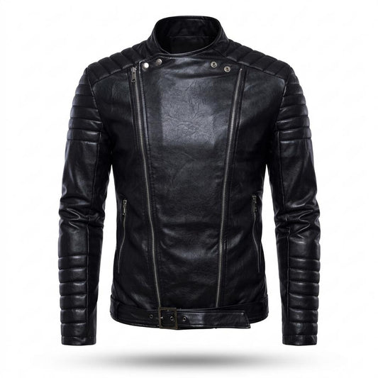 Allsaints Leather - Medur | Asymmetrical Quilted Leather Jacket Men