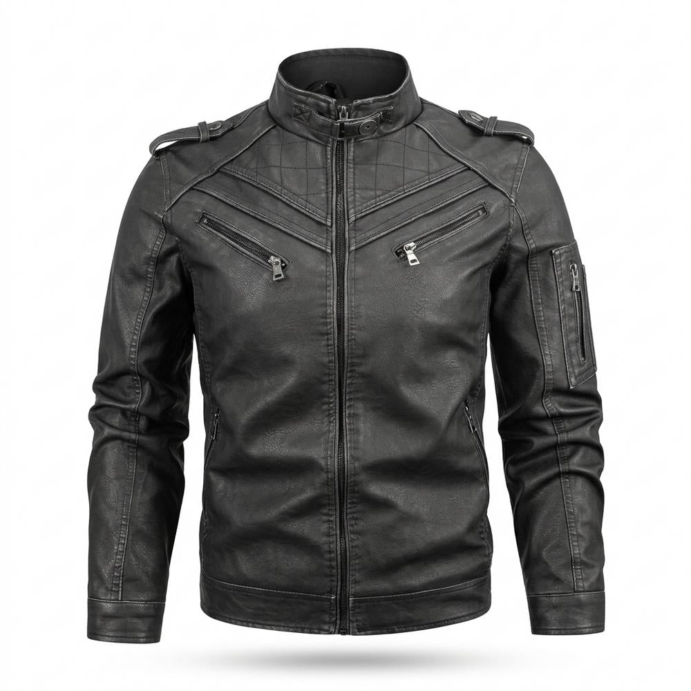 Allsaints Leather - Alhal | Quilted Fitted Leather Jacket Men