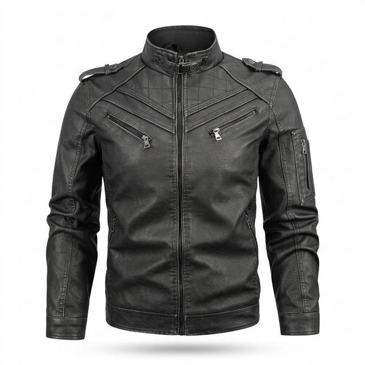 Allsaints Leather - Alhal | Quilted Fitted Leather Jacket Men