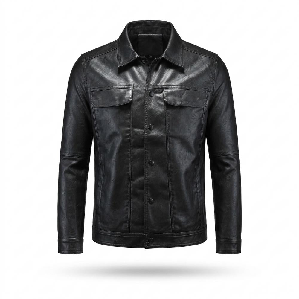 Allsaints Leather - Masil | Button-Front Collared Leather Jacket Men