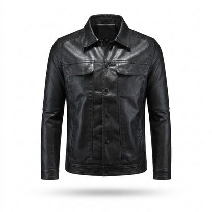 Allsaints Leather - Masil | Button-Front Collared Leather Jacket Men