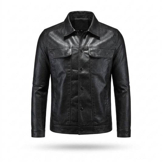 Allsaints Leather - Masil | Button-Front Collared Leather Jacket Men