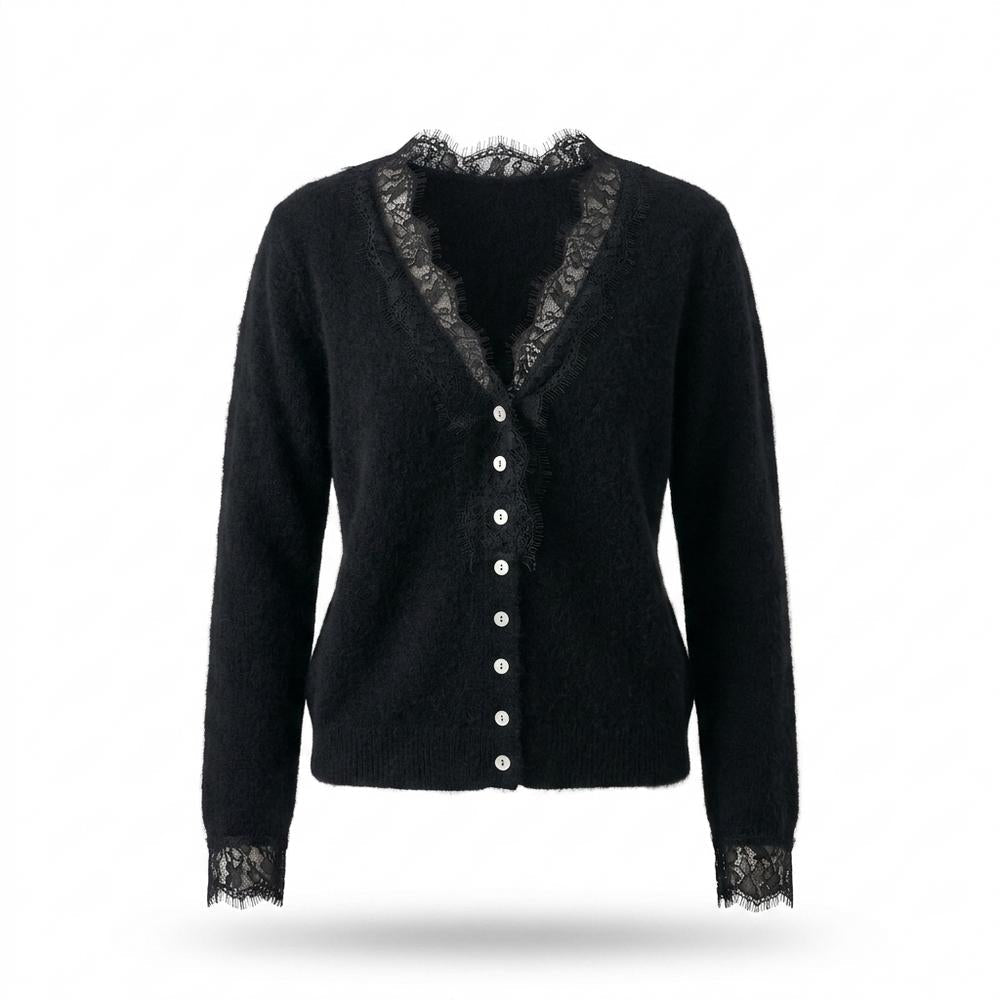 Allsaints Leather - Ralor | Lace-Trimmed Button-Front Knit Cardigan Women