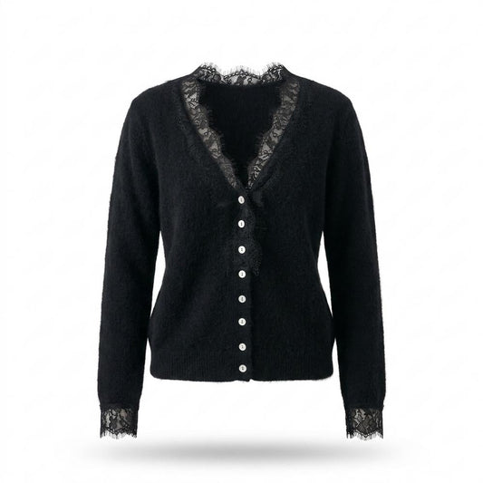 Allsaints Leather - Ralor | Lace-Trimmed Button-Front Knit Cardigan Women