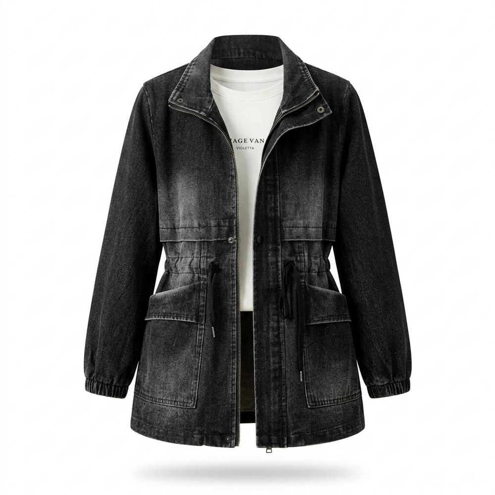 Allsaints Leather - Mimin | Drawstring-Waist Washed-Look Denim Jacket Women