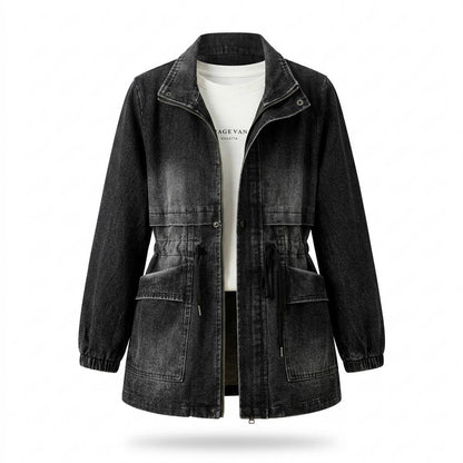 Allsaints Leather - Mimin | Drawstring-Waist Washed-Look Denim Jacket Women