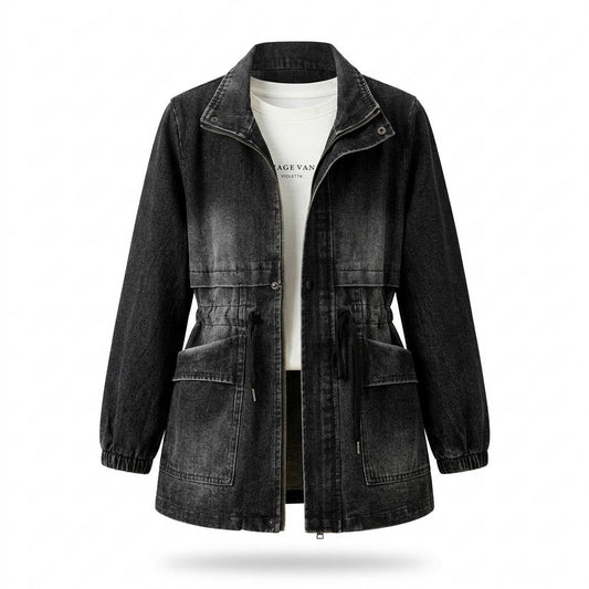 Allsaints Leather - Mimin | Drawstring-Waist Washed-Look Denim Jacket Women