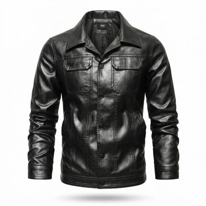 Allsaints Leather - Ninor | Button-Front Collared Leather Jacket Men