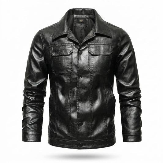 Allsaints Leather - Ninor | Button-Front Collared Leather Jacket Men