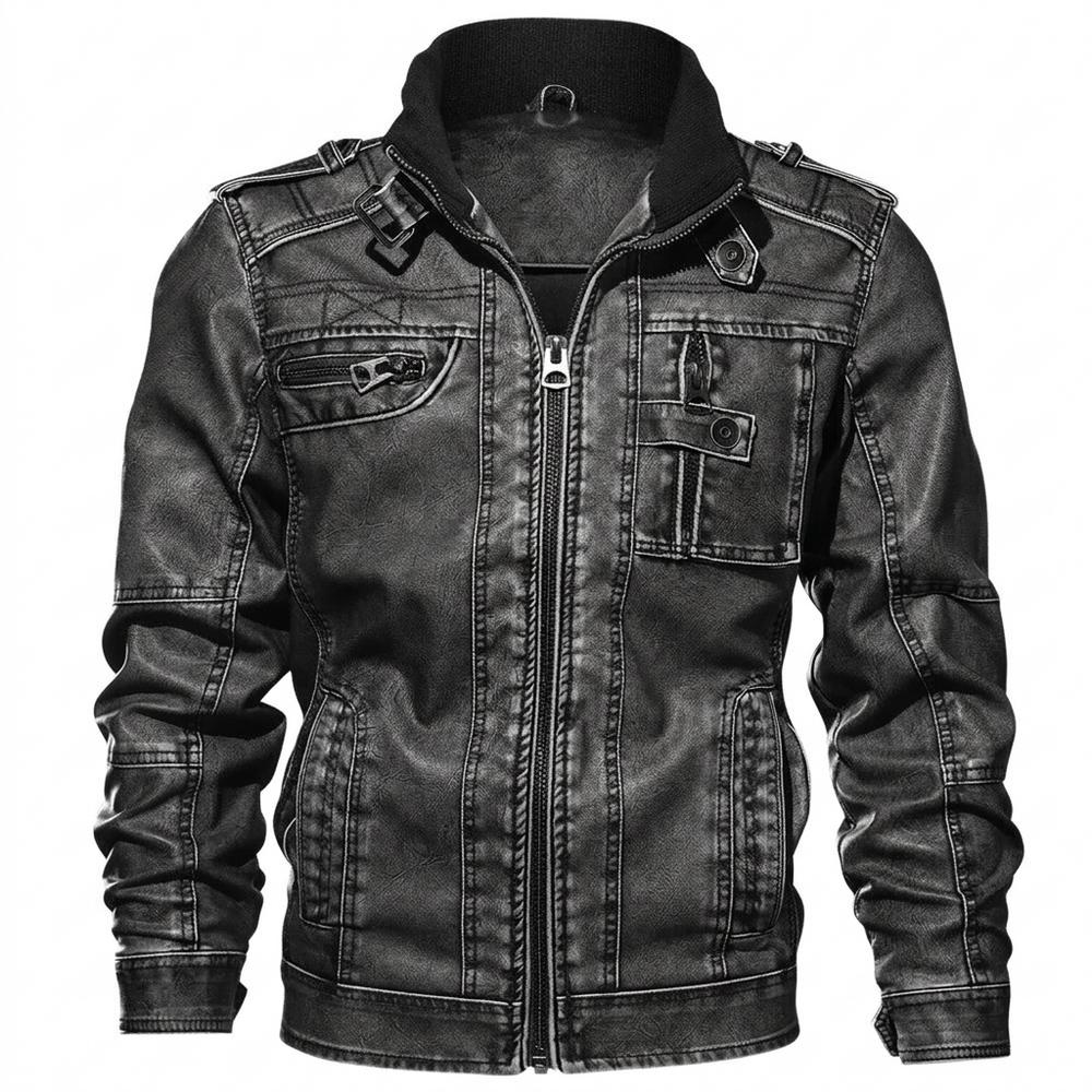 Allsaints Leather - Varel | Zip-Up Stand-Collar Leather Jacket Men