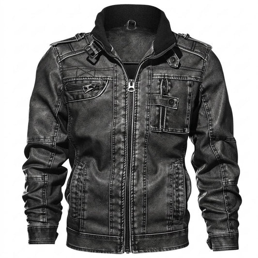Allsaints Leather - Varel | Zip-Up Stand-Collar Leather Jacket Men
