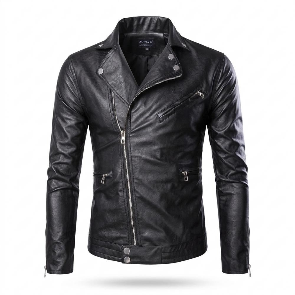 Allsaints Leather - Vamir | Asymmetrical Slim-Fit Leather Jacket Men