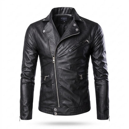 Allsaints Leather - Vamir | Asymmetrical Slim-Fit Leather Jacket Men