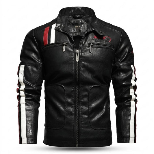 Allsaints Leather - Cosil | Striped Slim-Fit Leather Jacket Men