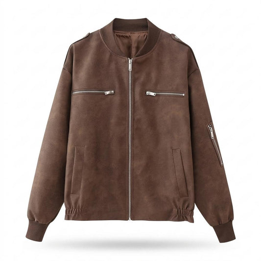 Allsaints Leather - Timel | Faux Suede Zippered Jacket Unisex