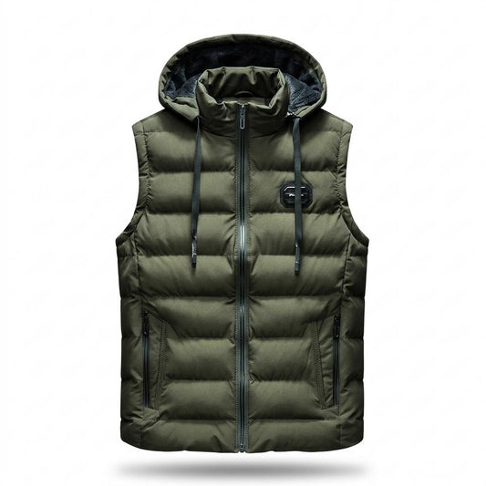 Allsaints Leather - Vetor | Quilted Hooded Vest Men