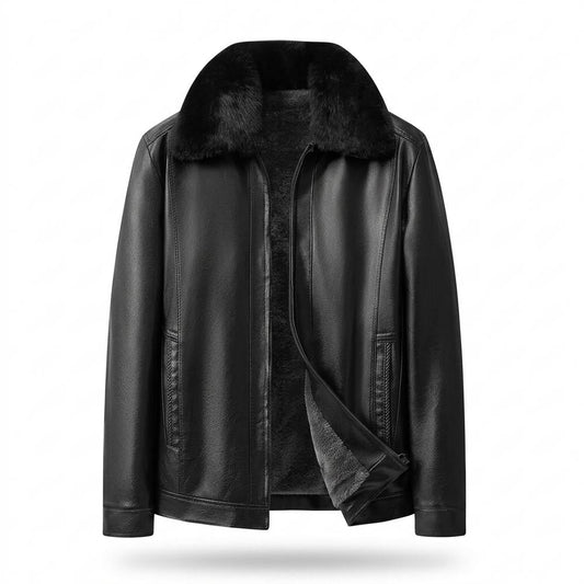 Allsaints Leather - Viken | Fleece-Lined Fur-Collar Leather Jacket Men