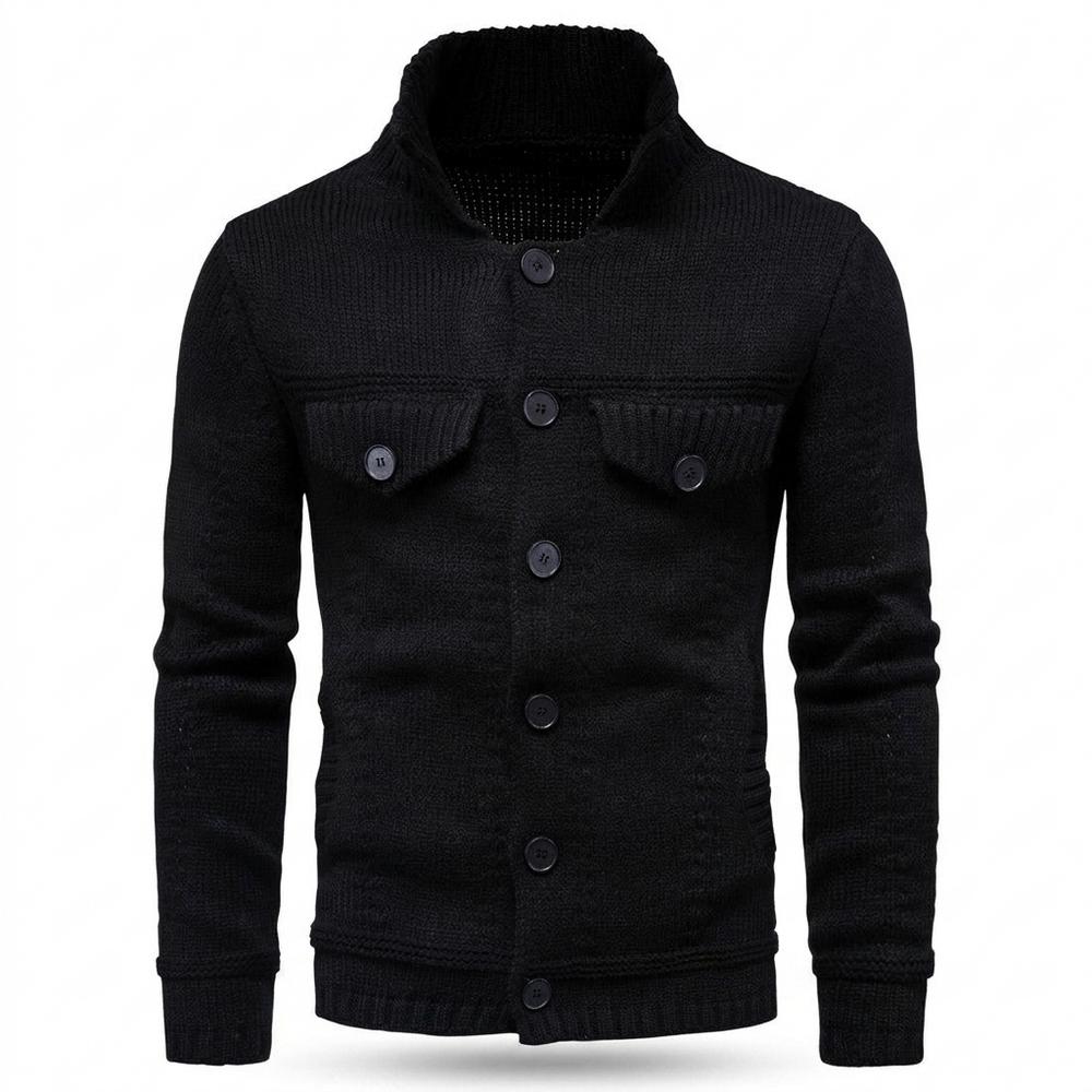 Allsaints Leather - Detar | Stand-Collar Button-Up Knit Cardigan Men