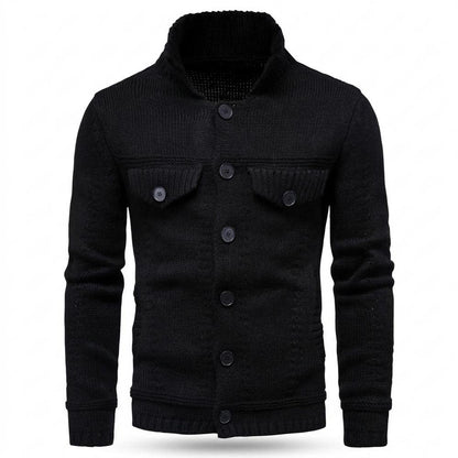 Allsaints Leather - Detar | Stand-Collar Button-Up Knit Cardigan Men