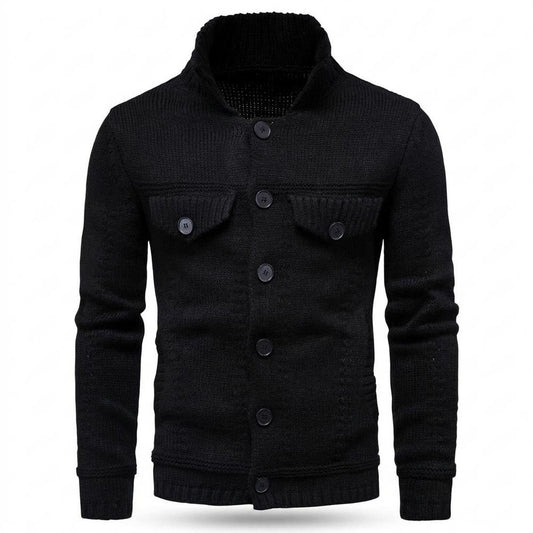 Allsaints Leather - Detar | Stand-Collar Button-Up Knit Cardigan Men