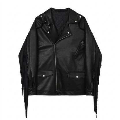 Allsaints Leather - Aukod | Fringed Asymmetrical Leather Jacket Unisex