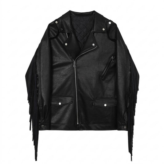 Allsaints Leather - Aukod | Fringed Asymmetrical Leather Jacket Unisex