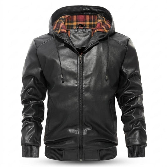 Allsaints Leather - Remev | Hooded Zip-Up Leather Jacket Men