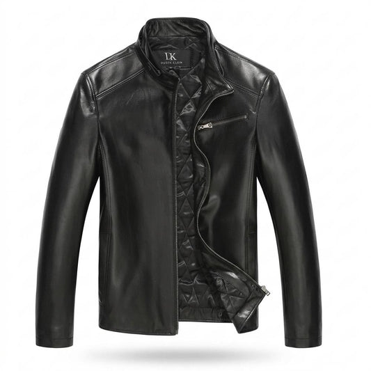 Allsaints Leather - Lutar | Quilted Stand-Collar Leather Jacket Men