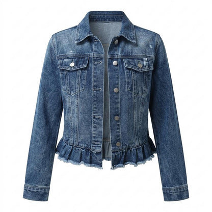 Allsaints Leather - Daral | Ruffled Button-Front Denim Jacket Women